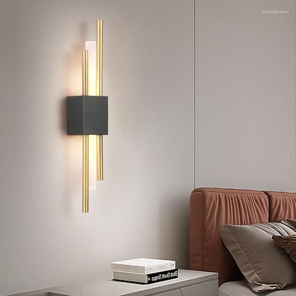 Lâmpadas de parede 2023 luz de luxo de luxo cor de cobre cor preto lâmpada de ouro quarto quarto corredor Cabeça