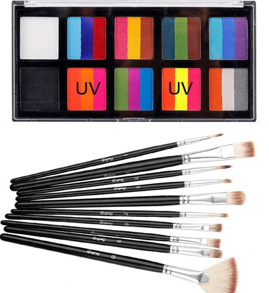 Vernice per il corpo dipinti del viso multicolore flash tatuaggi per bambini faccia da festa per il trucco eye beauty kit trucco make up pittura all'ingrosso 230815