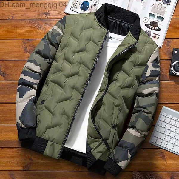 Giacca da uomo inverno da uomo in giù per uomini giacca per bomber camuffato giacca antivento maschile spessa parco da uomo caldo militare Z230816