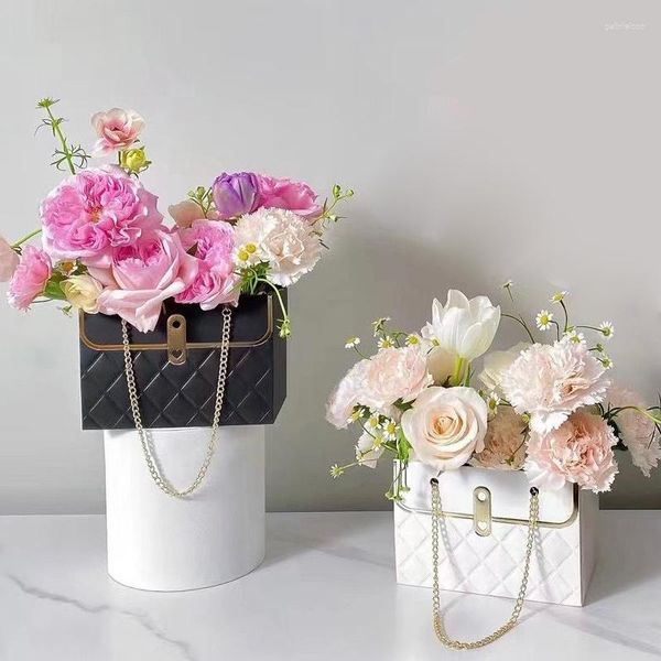 Caixa de embalagem de flores de encaixe de presente Caixa de embalagem de alta qualidade FILF para festas de aniversário Bouquet Bouquet Bucket Decoration Bag
