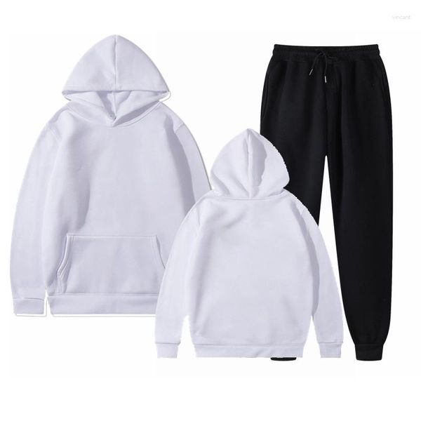 Herren Tracksuits Männer Set Hoodie Hosen zweiwertige lässige Feste Farben Sweatsuit Mode Sportswear Marke Set Tracksuit Männliche PVs