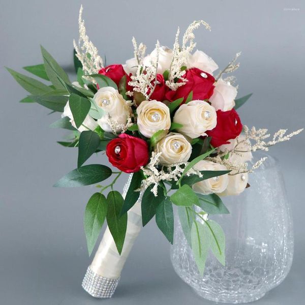 Flores de casamento Simulação de pequenas rosas segurando o arranjo de noiva Mariage