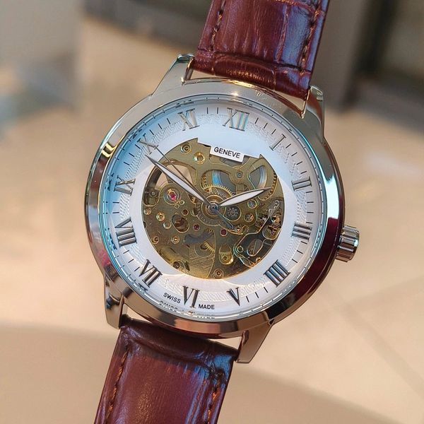 Business lüks erkek izle en iyi marka mekanik otomatik hareket adam tasarımcısı deri kayış izler 42mm altın kol saatleri erkek Noel hediyesi yüksek kalite