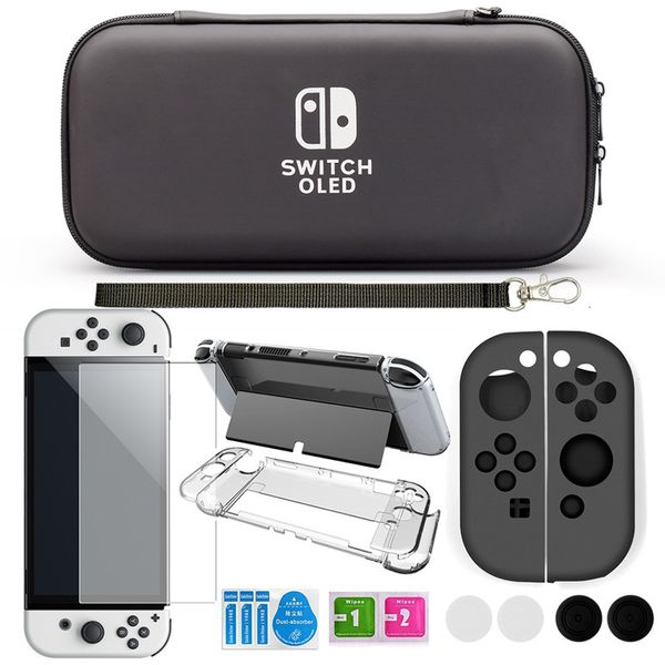 Altri accessori Film temperati Glass Joycon Silicone Case Thumb Grip Caps PC Cround Hard Cover Copertina per guscio per Nintendo Switch OLED 230816