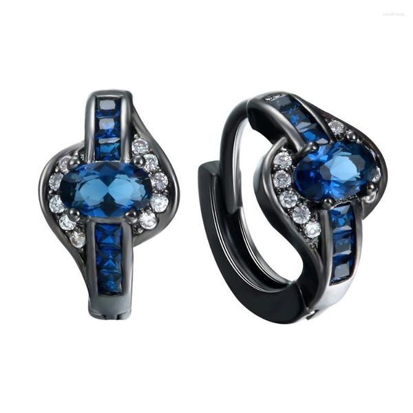 Серьги обруча Hainon Fashion Silver Color Red Blue Green Zircon Летний продукт украшения для женских свадебных вечеринок