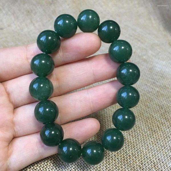 Strang 12mm Natur dunkelgrünes Jade -Achatarmband Handkänenstein