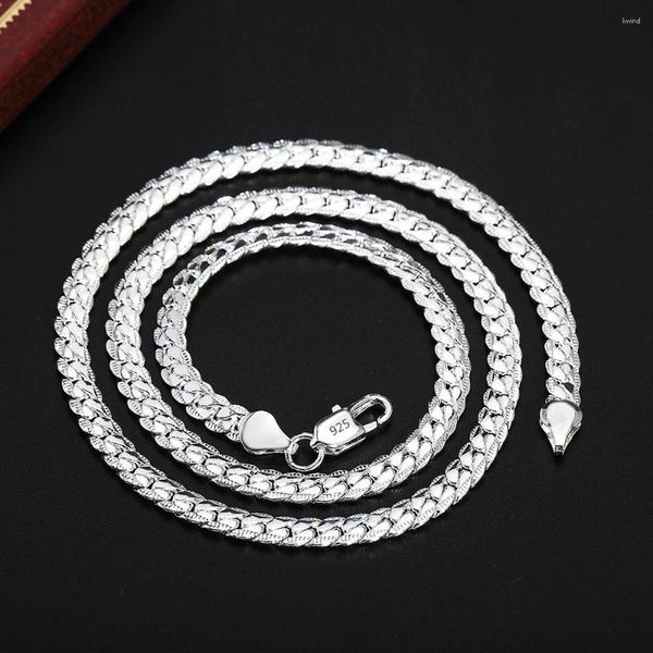 Zincirler Lüks 925 Sterling Gümüş Kolye Klasik 6mm Sideways Zinciri Kadınlar Moda Partisi Düğün Takı Hediyeleri