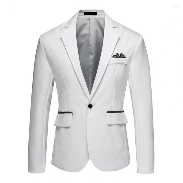 Ternos masculinos Men Men leve botão único Placket Elegant Slim Fit Lapela Suit Casat com bolsos para festa de casamento em negócios Black White