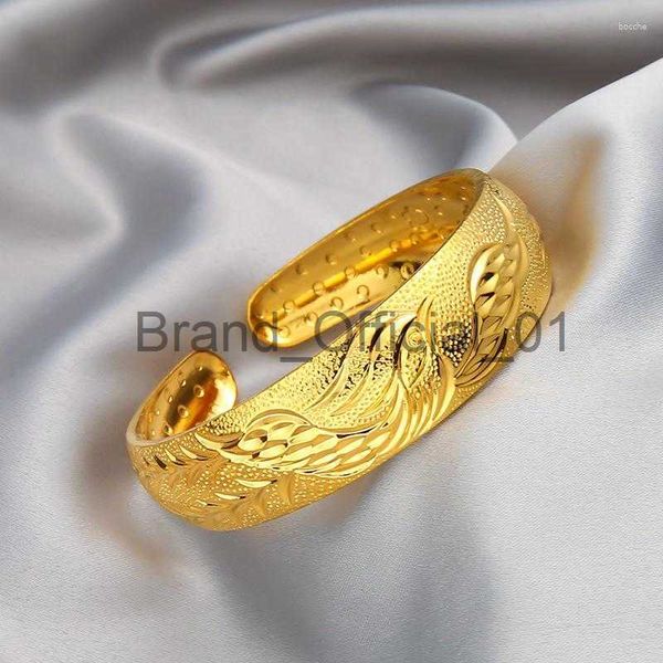 Bangle Euro Vietnã Duro Banhado A Ouro 24k Noiva Casamento Jóias Longo Não Fade Feminino Simulação Pulseira X0816