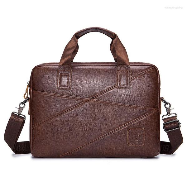 Briefzüge Cowhide Männer Handtasche Aktentasche 14-Zoll-Laptop-Tasche Porte-Dokumente Mode große Kapazität Messenger-Taschen Herrendesigner