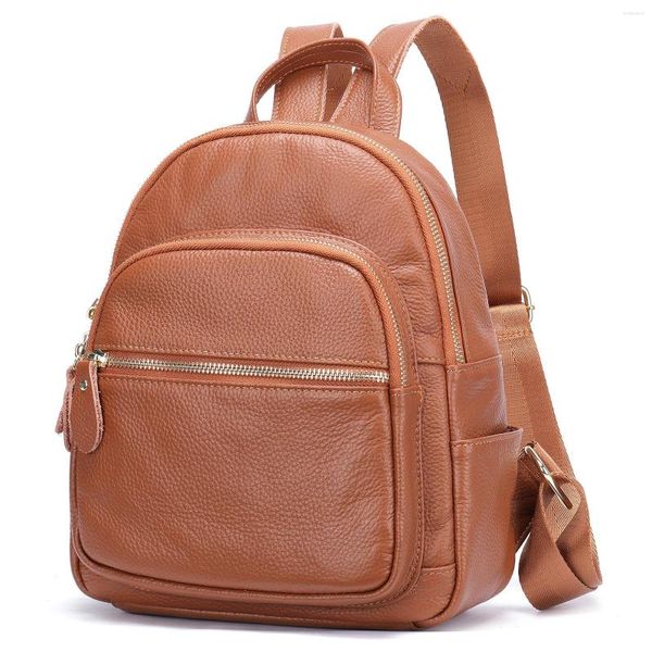 Borse per la scuola 2023 Cow Genuine Leather Women Backpacks Fashi