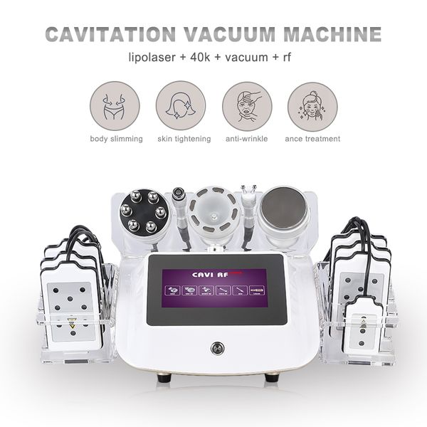 Кавитационная RF машина 40K Ультразвуковая липосакция Машина для похудения Шестиполярная биполярная вакуумная форма тела