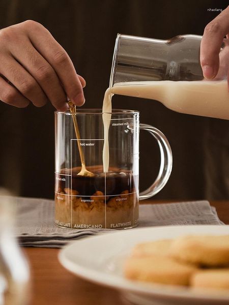 Bicchieri da vino ricetta di caffè tazza di vetro con bilance di acqua per latte lettere bianche resistenti al calore di birra 1 pc