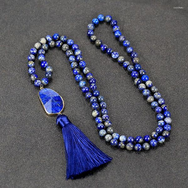 Colares pendentes 2023 Colar de pedra natural Lapis lazuli 8mm BEADS Energia por atacado