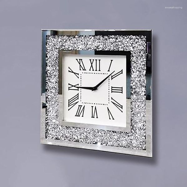 Wanduhren Diamant Uhr Leicht Luxus moderne Mode stille Kunst Wohnzimmer Design Glas Uhr Reloj Home Dekoration