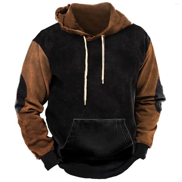 Felpa con cappuccio maschile Autunno inverno Casual Streetwear Streetwear Hip Hop Tops Color Block Hoodie Harajuku Moletom Masculinos