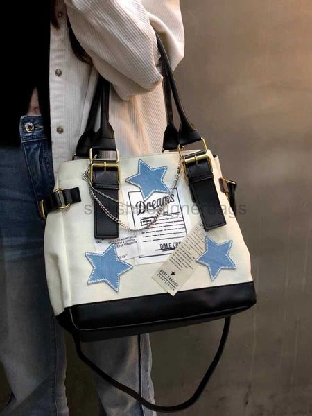 Сумки на плечах ручной работы Y2K Millennium Spicy Girl Star Tote сумка американский кампус английский холст высокий потенциал TexturestyShidesInererersbags
