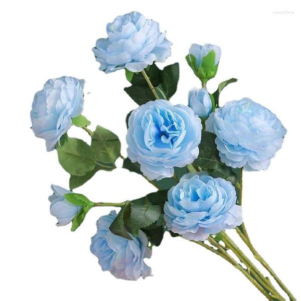 Dekoratif Çiçekler 7 Pcs Mavi Yapay Şakayık Gülleri Düğün Partisi Dekorasyon Bitkileri Buket Diy Sevgililer Günü Hediyesi