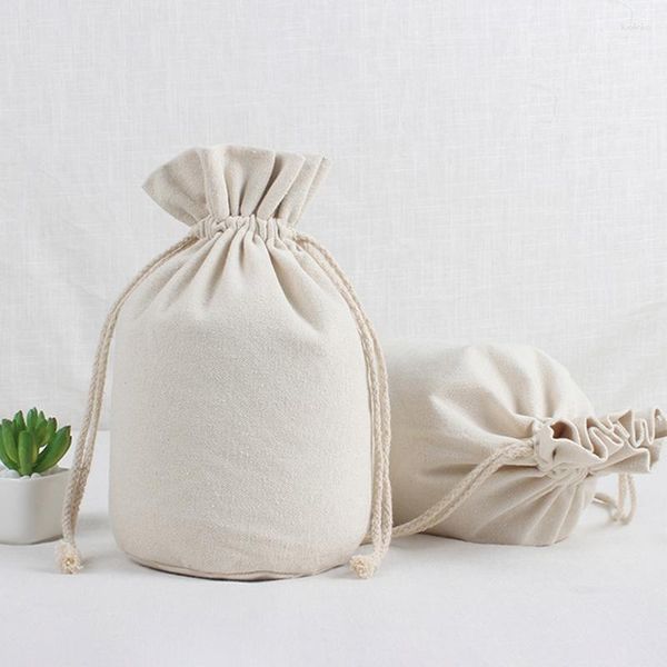 Sacchetti di stoccaggio di grande capacità di lino in cotone borse corsetto rotonde di riso per pianta farina di cibo per alimenti per la casa sacchi di imballaggio per imballaggi