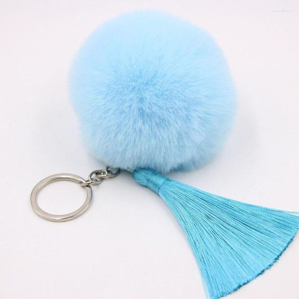 Keychains Fluffy Pel Pom Quastel Soft Faux Rex Ball Car Keyring Pompom Schlüsselketten Frauen Bag Anhänger Schmuck DIY