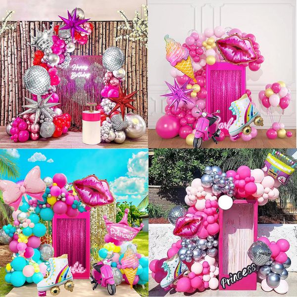 Outros suprimentos para festas de evento 1 conjunto rosa rosa rosa prata disco borboleta alumínio alumínio balloon arco arco meninas de aniversário decorações de casamento de chá de bebê 230815