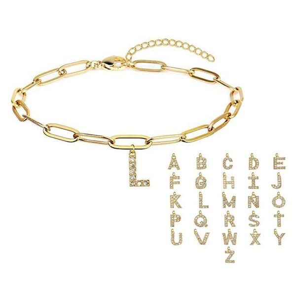 Identifikation Edelstahlpapierklinik Linkkette Hip Hop Bk Schmuck 18k Gold plattiert Männer Frauen 26 Buchstaben BRAKELETS DROP SERPLECHUNG DHPVR DHPVR