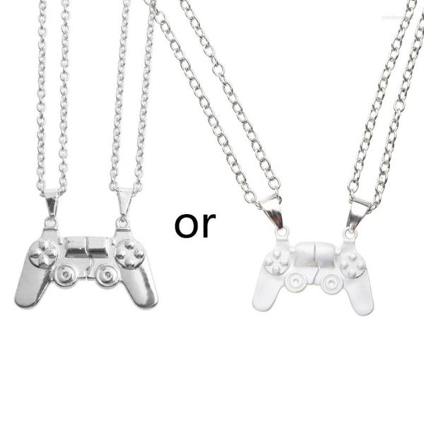 Anhänger Halskette E0be 2x Magnet Game Controller Halskette für Paare passende Freundin Freundschaft Freundschaft Schwester Schmuck Schmuck