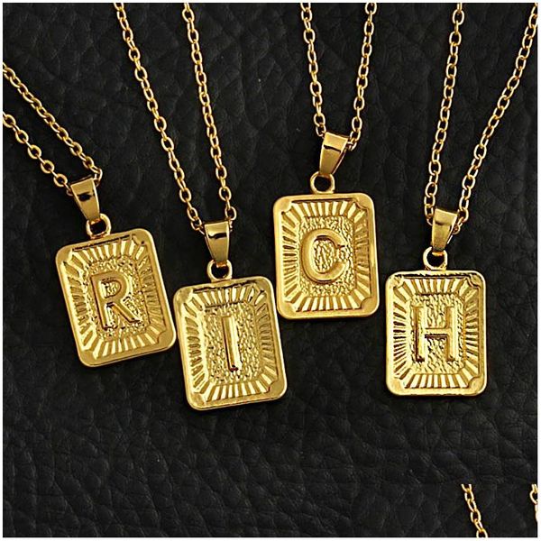 Anhänger Halsketten Neue Frauen Gold 26 Buchstaben Halskette Europäische amerikanische Mode Alphabet Name Schmuck Großhandel Drop Lieferung Anhänger Dhwr6