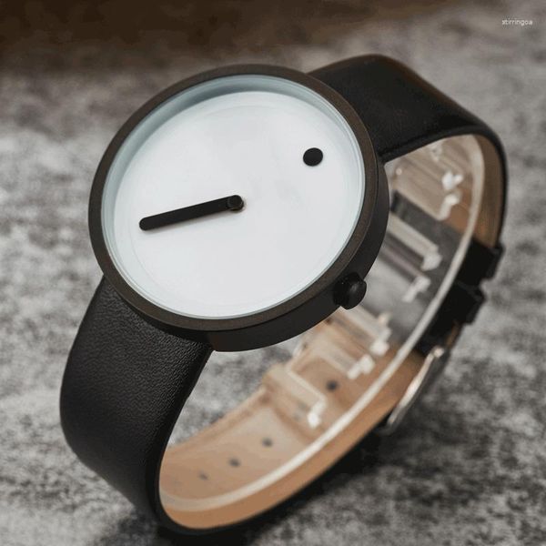 Orologi da polso uthai cq191 in stile minimalista rotondo quarzo orologio da ragazzi in pelle casual di moda semplice e creativa