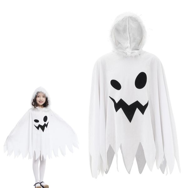 Besondere Anlässe Halloween Kostüm Karneval Cloak mit Haube weißer Geist für Mädchen Kinder Cosplay Prinzessin Elf Party 230815