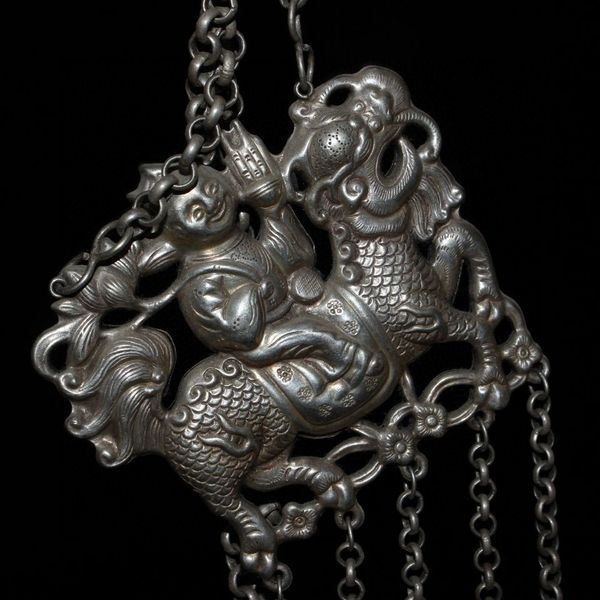 Anhänger Halsketten China Tibetan Silber Langlebigkeit Schloss Quasten Kirin Silver Lock Old Silber Anhänger Geschenk 230815