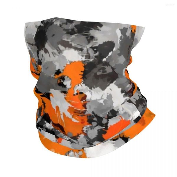 Eşarplar turuncu gri boya sıçraması bandana boyun örtüsü baskılı camo balaclavas maskesi eşarp çok fonksiyonlu başlık sürüşü unisex yetişkin