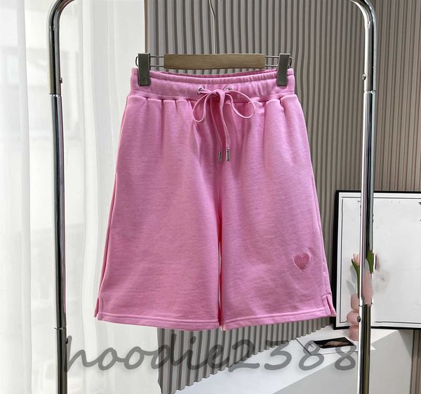 Pink Unisex High Version of the Fashion Brand Love ricamo da uomo e da uomo a cinque punti Shorts sciolti casual pantaloni da spiaggia medi