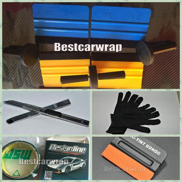 1xknife 2x Cutter und 4pcs Magnet 4 PCs 3M Reeegee 1x Messerklebeband 1 Paar Handschuhe # für Autoverpackungsfenster -Tint -Werkzeuge Kits302p