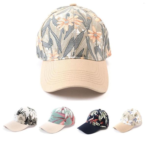 Ball Caps Summer Flower Print Baseball Cap para feminino Sun Visor Beach Moda ao ar livre Chapéus de protetor solar Gorras Women 2023