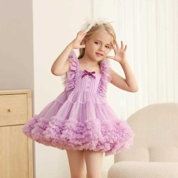 Mädchenkleider Kinderkleidung Mädchen Baby Sommerkleid Kleid Prinzessin Flauschiges Gaze-Kuchenkleid Erstes Geburtstagsgeschenk