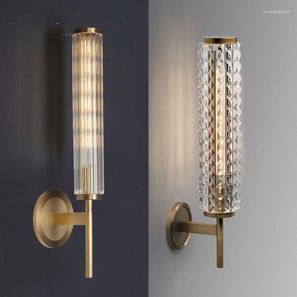 Lâmpadas de parede bar salão de salão de latão retrô vintage lâmpada de cobre sala de estar de vidro espelho de banheiro de vidro 220-240V