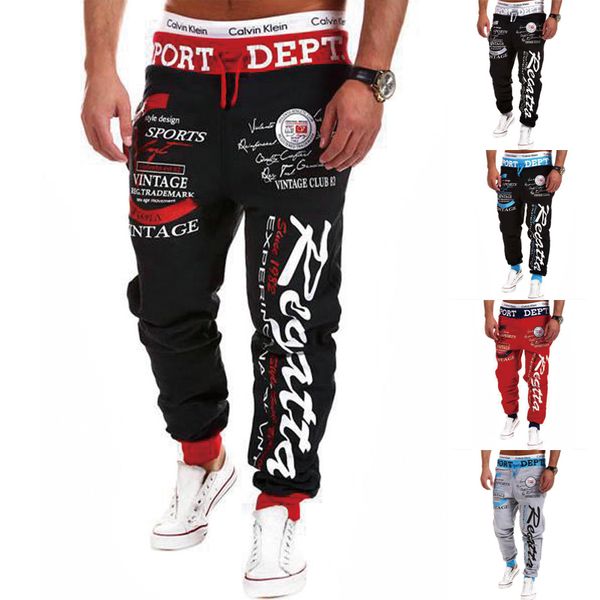 Pantaloni da uomo pantaloni per pantaloni pantaloni elastica lettera grafica stampe grafiche sportive esterno indossare hip hop hop grigio black 230815