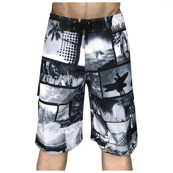 Shorts de shorts masculinos de tração de cordão curto de secagem rápida de calça de praia de surf para surf de praia casual