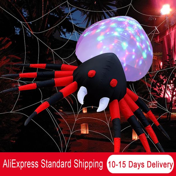 Outros suprimentos de festa do evento 8 pés Halloween Infláveis ​​Gigante Red Spider Build em luzes LEDs em turbilhão Decorações para o jardim de jardim ao ar livre 230815