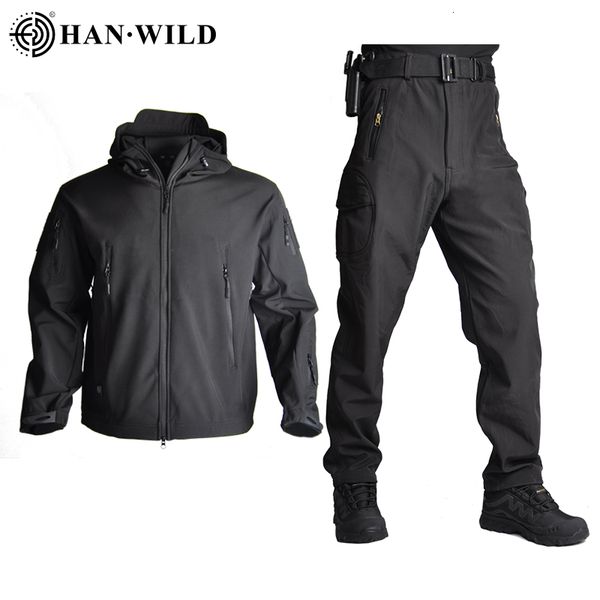 Erkek ceketleri Camo Ordusu Erkekler Askeri Giyim Kampı Airsoft Taktik Pantolon Savaş Takım Takımları Softshell Ceket Rüzgar Yem