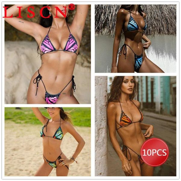 Женские купальники 10 массовых предметов Оптовые участки Thong Bikini Sets 2023 Beach Y2K BANDAGE Двух частей женских нарядов Bra T-Back K11744