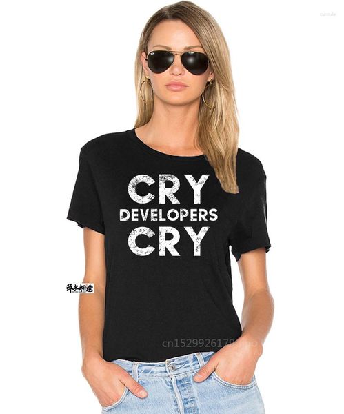 Herren-T-Shirts Männer T-Shirt Funny Cry Developers Destiertes Hemd und Aufkleber für QS Engineers Classic Women T-Shirt Tees Top