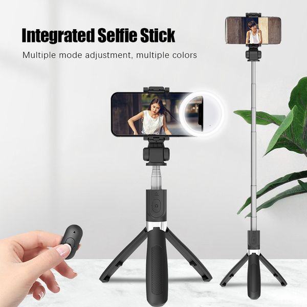 Селфи -моноподы Fangtuosi Wireless Bluetooth Selfie Stick с кольцевым светом светодиодным ободком лампы для потокового видео в прямом эфире 230816