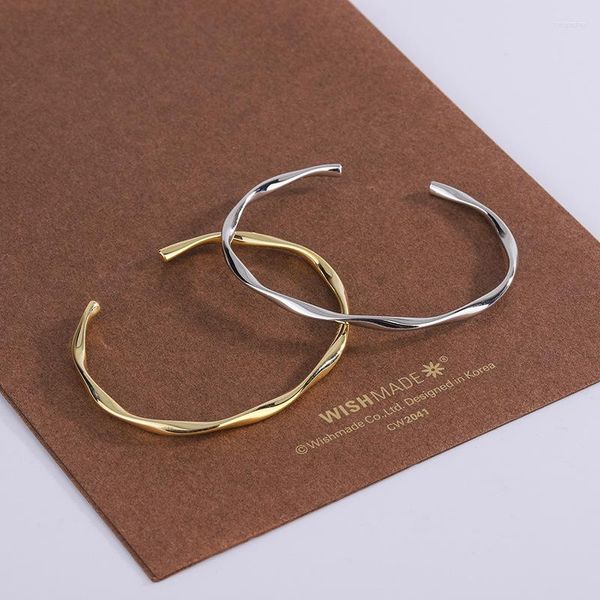 Bangle Foyuan Silver Cor Mobius Irregular Twisted Cord Bracelet