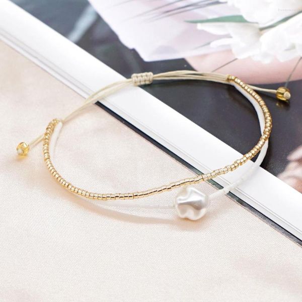 Bracelets de link Shinus de alta qualidade de luxo falsamente pérolas miyuki miceds feminino de cordão duplo jóias femininas de moda feminina