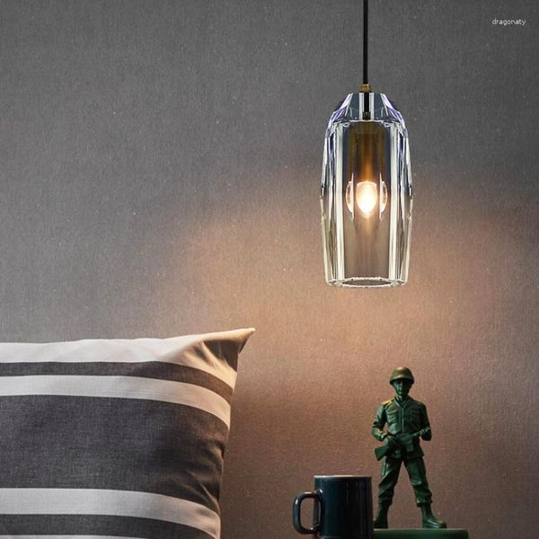 Lâmpadas pendentes Candelador de cobre pós-moderno Minimalista Villa Bedroom Sala Designer Dining Bar Crystal Lamp