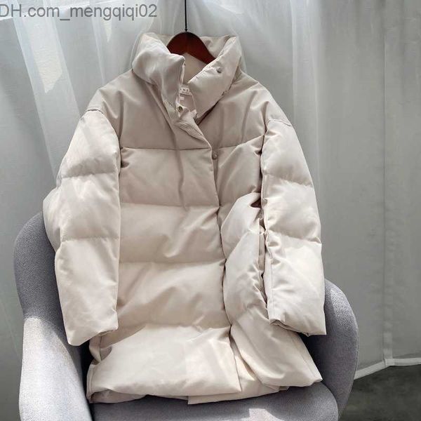 Women Down Down Parkas Solid Solid Mid Length Warm Winter Jacket Original Button Standing Standing Collar grande e exclusivo Coat Z230817