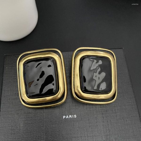 Orecchini penzolanti France Vintage Square esagerato Black Great Earring Clip Women Designer Gioielli di lusso Punk Boho Goth