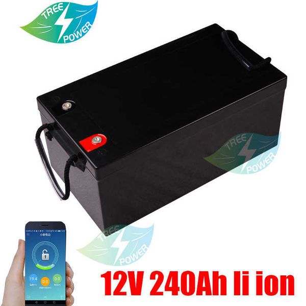 12V 240AH Bateria de íons li 150AH RV solar e motor fosfato de ferro fosfato de lítio ao ar livre camping à prova d'água à prova d'água